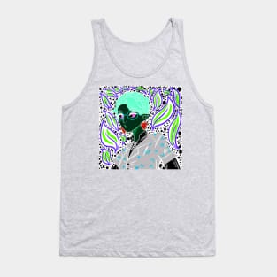 dark witch in green glasses in boho style pattern ecopop Tank Top